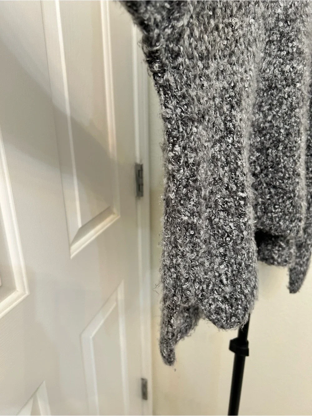 Free People Charcoal Bouclé Crew Sweater